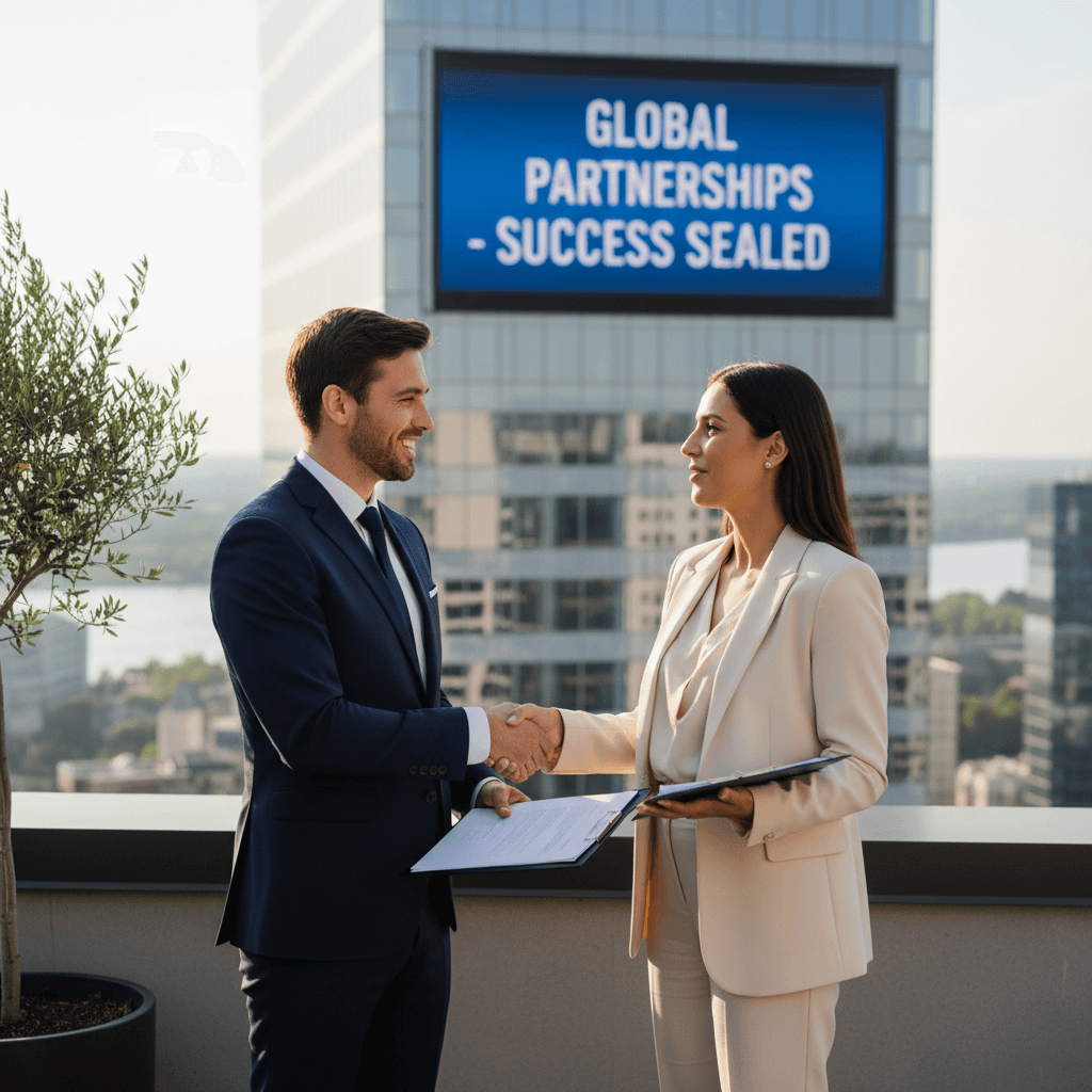 Executives making connections at sports event